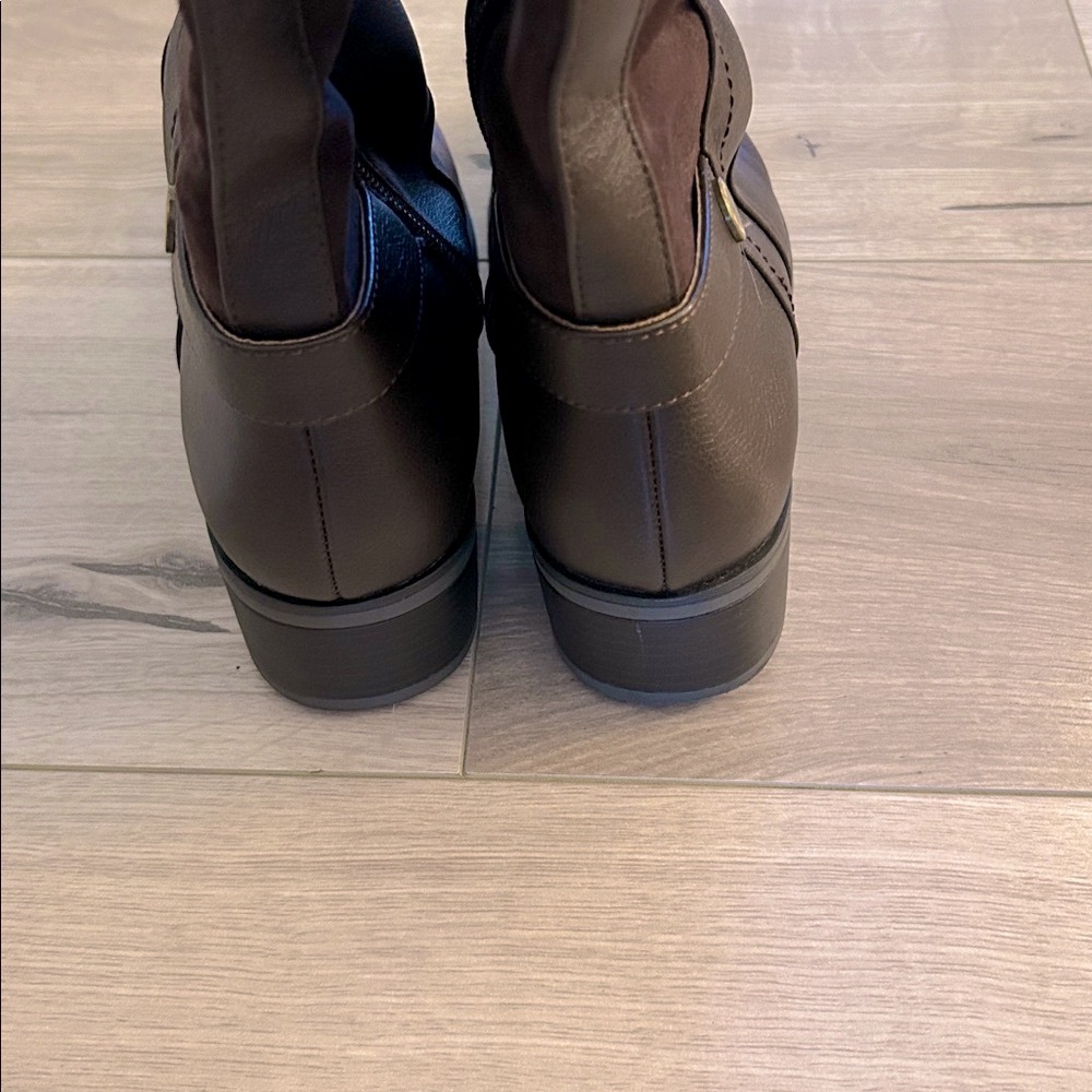 Women's Franco Sarto Tall Two-Tone Brown Riding Boots - Picture 12 of 12